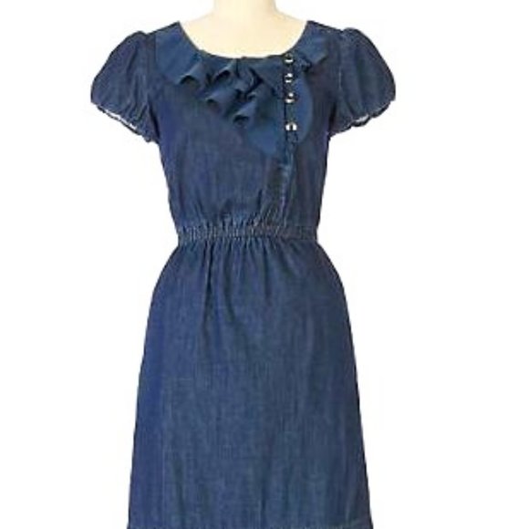 Anthropologie Maeve Plain Fancy Denim Dress - Picture 2 of 5